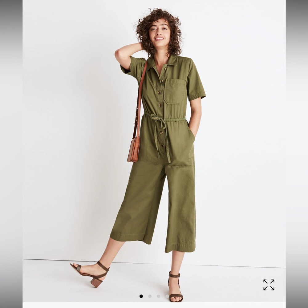 Madewell Olive Green Short-Sleeve Utility Jumpsuit